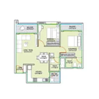 24Life Bliss Moshi 2 BHK Floor Plan Image