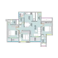 24Life Bliss Moshi 3 BHK Floor Plan Image